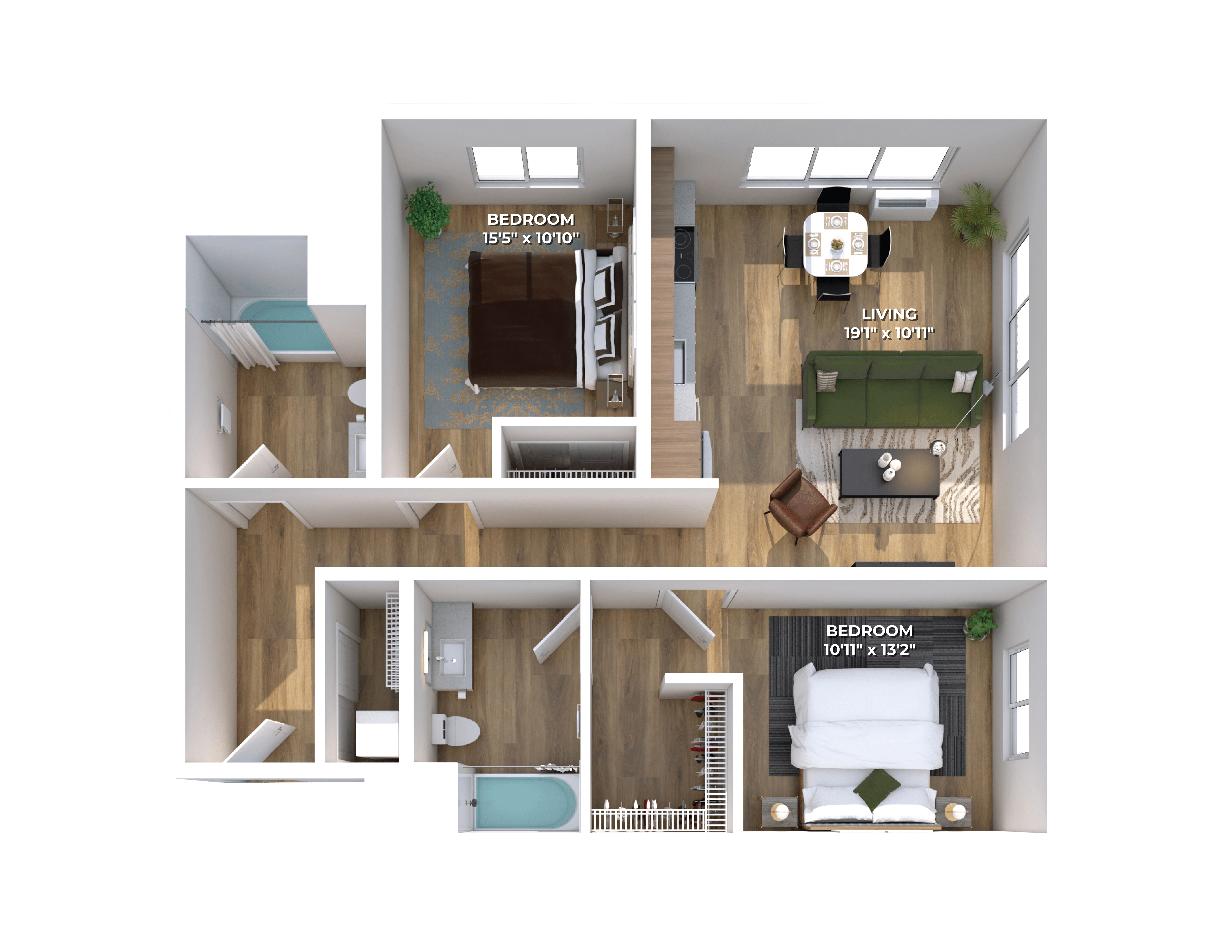 Floor plan layout diagram for Two Bedroom C3